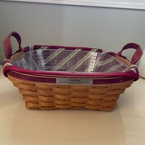 Longaberger 2005 Silver Bells Christmas Basket with maroon trim- 25 year